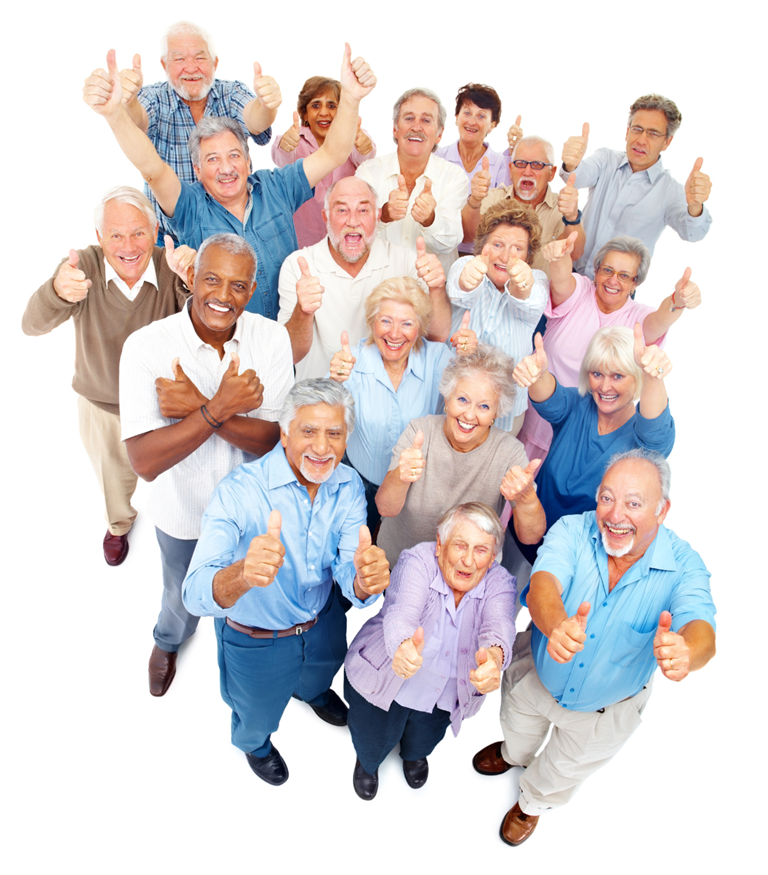 Group of Happy Older Adults doing Thumbs-up